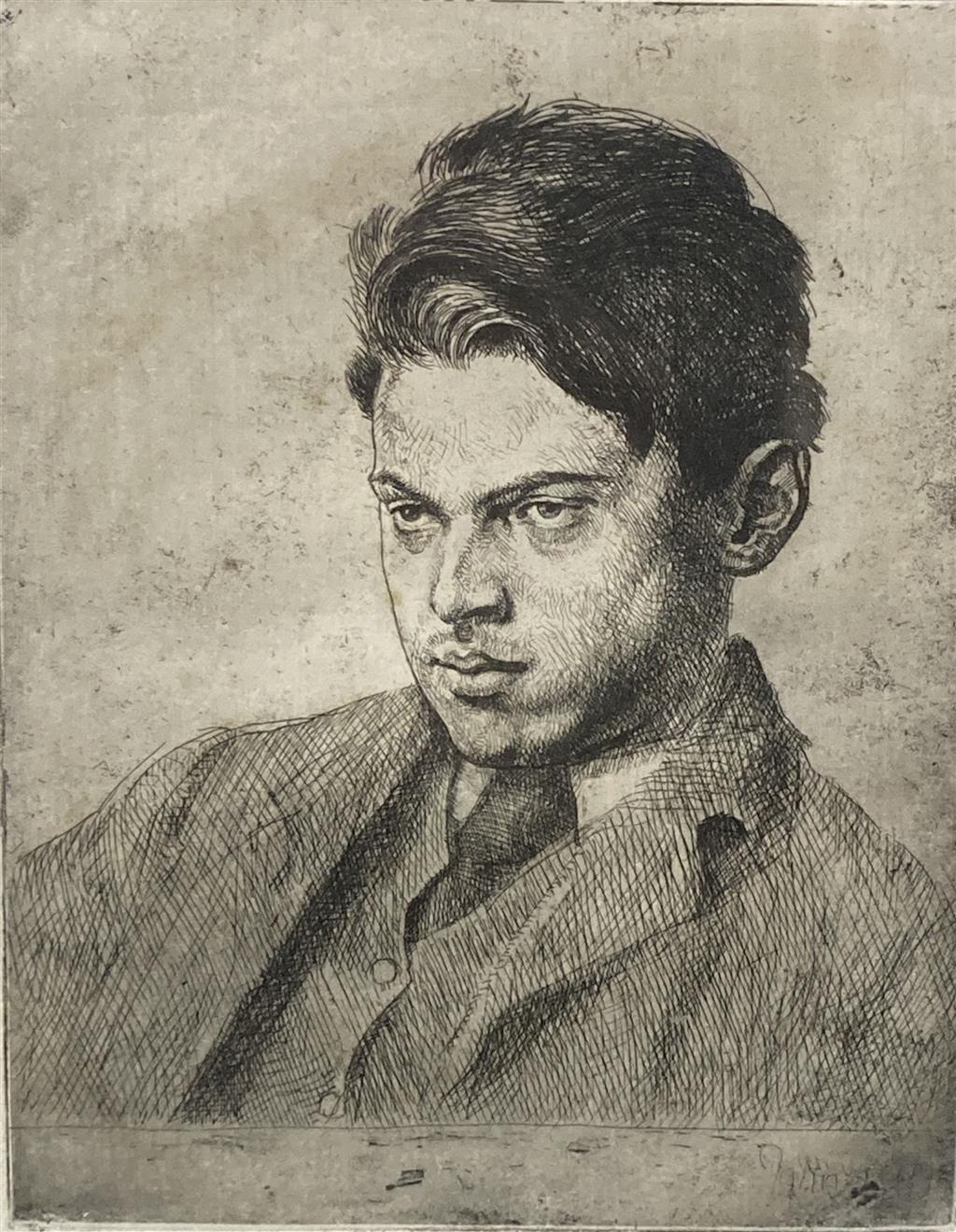 Augustus John (1882-1957), artist proof, Portrait of Percy Wyndham Lewis, signed in pencil, 17.5 x 13.5cm.